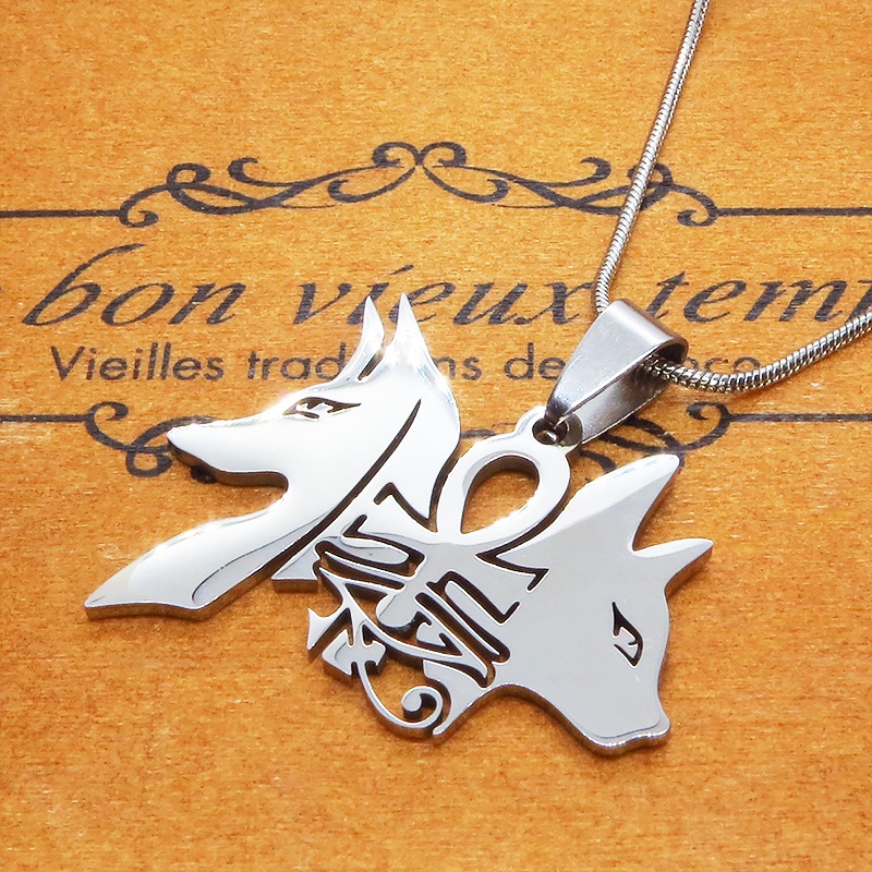 【再々販】猫の神 犬の神 バステト アヌビス ステンレスモチーフネックレス エジプト オリエンタル スネークチェーン アジャスター