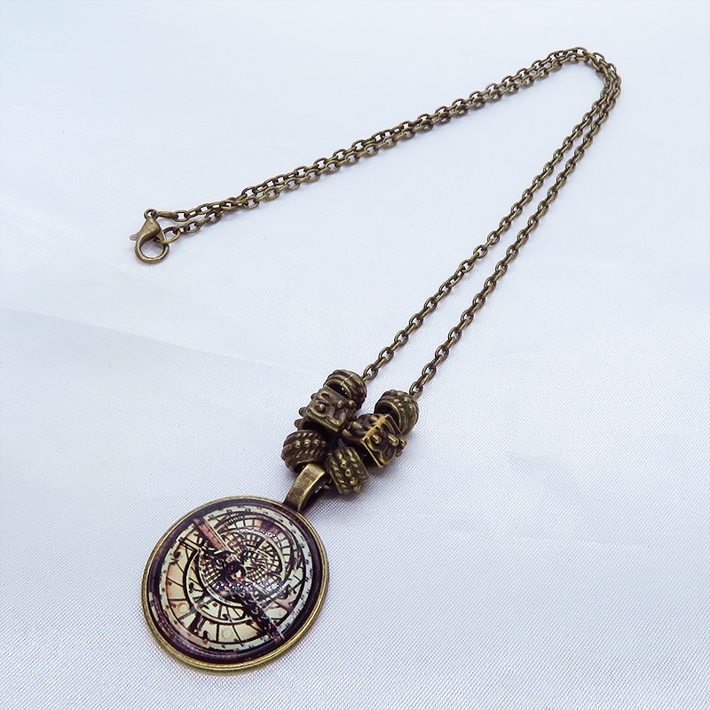 アンティーク調ペンダント・ネックレス 方位磁針 重力針 羅針盤 スチームパンク風 ガラス アジャスター追加可