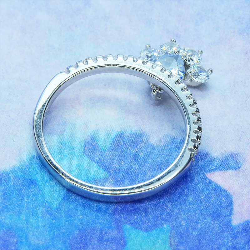 シルバー925 肉球モチーフのシンプルで可愛いエタニティリング キュービックジルコニア サイズ13号 SV925 猫 犬