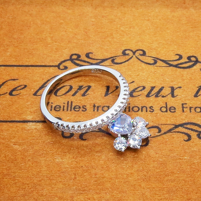 シルバー925 肉球モチーフのシンプルで可愛いエタニティリング キュービックジルコニア サイズ13号 SV925 猫 犬