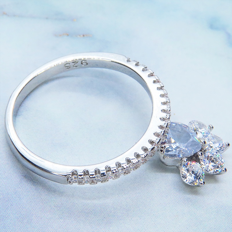 シルバー925 肉球モチーフのシンプルで可愛いエタニティリング キュービックジルコニア サイズ13号 SV925 猫 犬