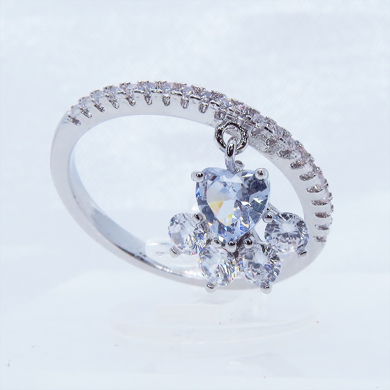 シルバー925 肉球モチーフのシンプルで可愛いエタニティリング キュービックジルコニア サイズ13号 SV925 猫 犬