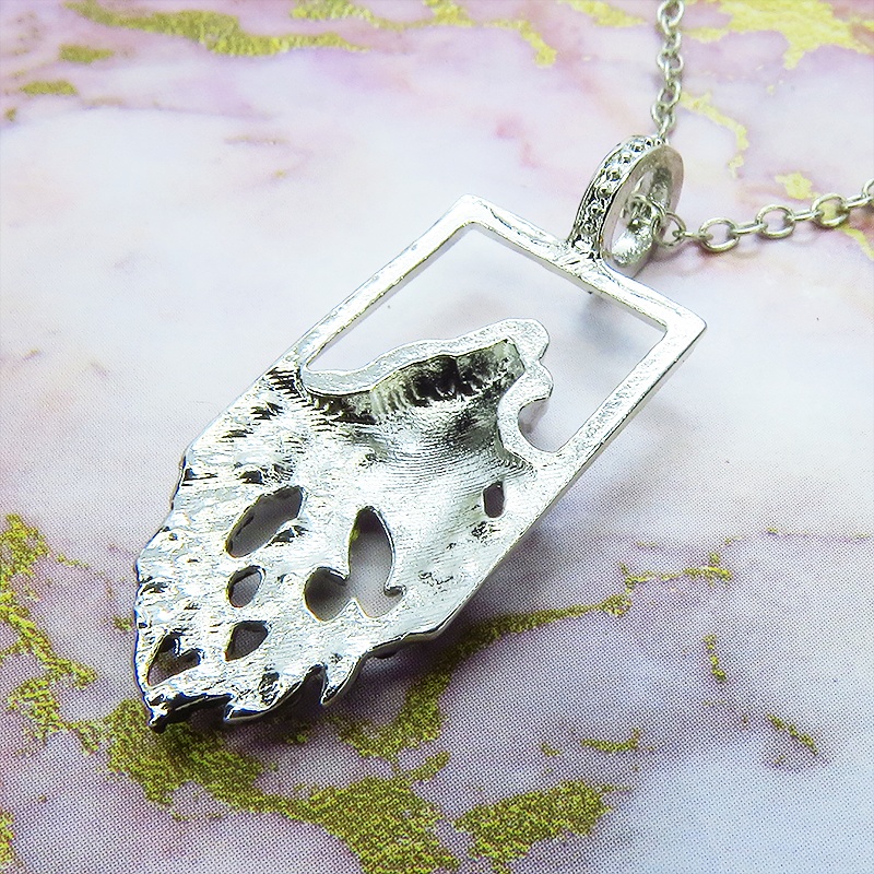 ウルフ(狼)ヘッド ネックレス パンク ロック シルバーカラー ビジュー ラインストーン 長さ調整可 アジャスター可