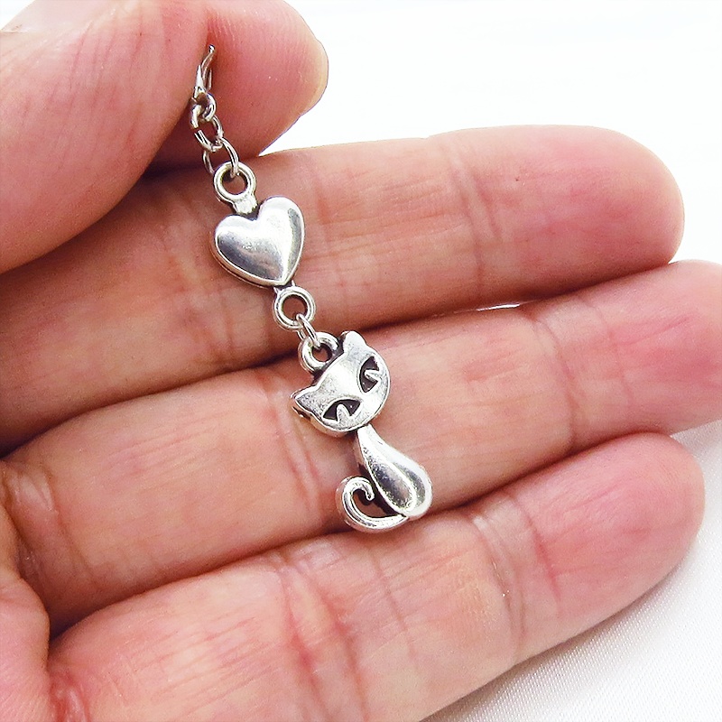 マスクチャーム 猫とハートの可愛いチャーム 4種選択 シルバー ゴールド アンティーク マットゴールド