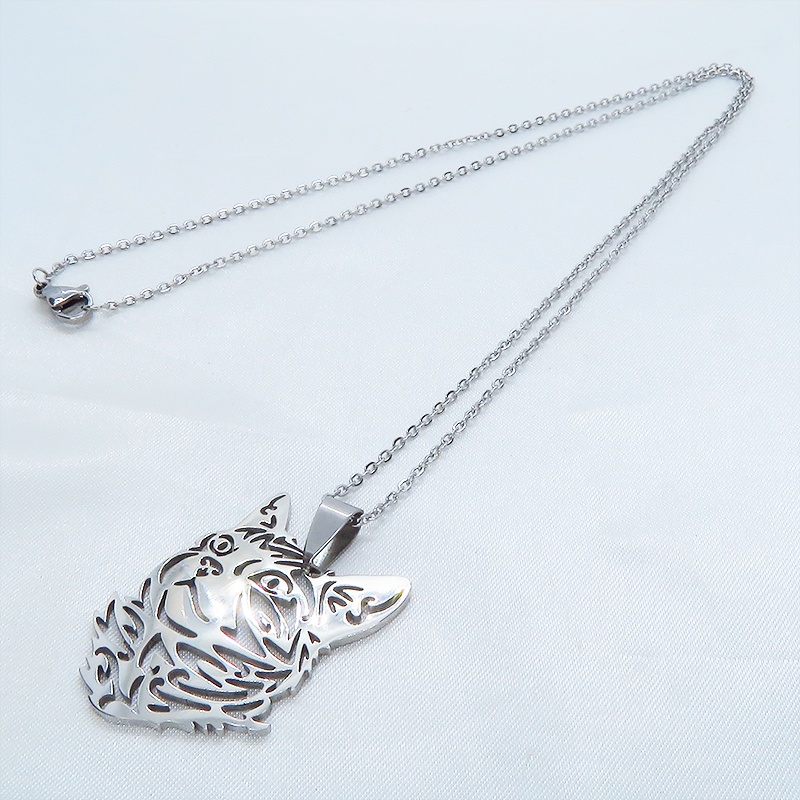 【再販×6】リアルな猫フェイスモチーフのペンダント・ネックレス ダイカット スレンレス製 メンズ レディース