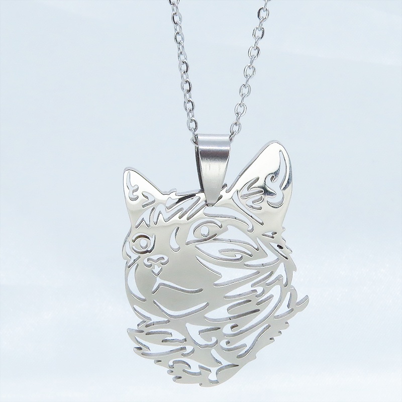 【再販×6】リアルな猫フェイスモチーフのペンダント・ネックレス ダイカット スレンレス製 メンズ レディース