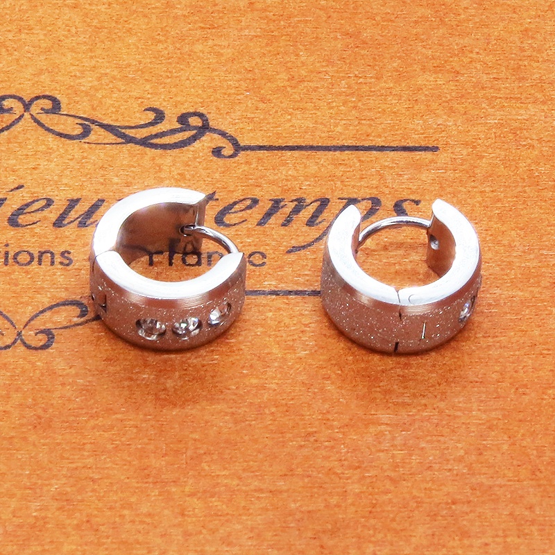 シルバーカラー サージカルステンレス フープピアス リングピアス クリスタルガラス メンズ レディース