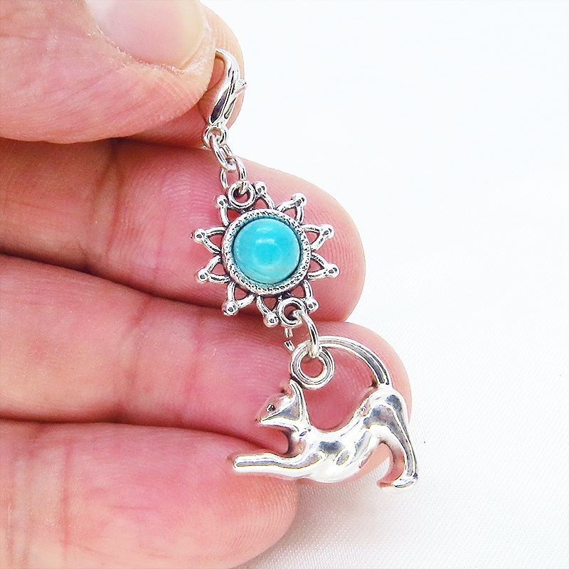 マスクチャーム のび猫とひまわりモチーフをつなげたチャーム 金具変更可 キーホルダー