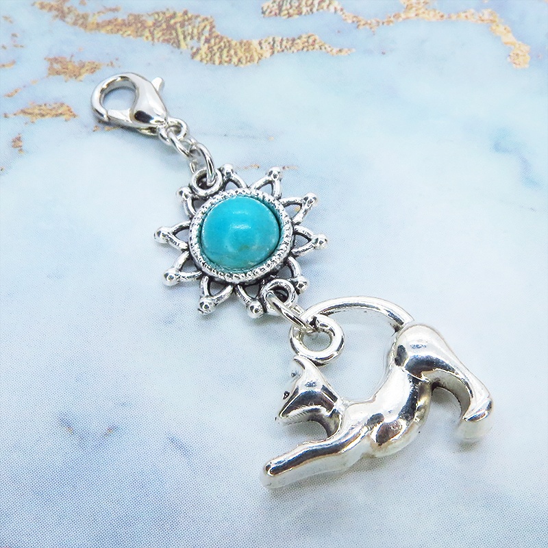 マスクチャーム のび猫とひまわりモチーフをつなげたチャーム 金具変更可 キーホルダー