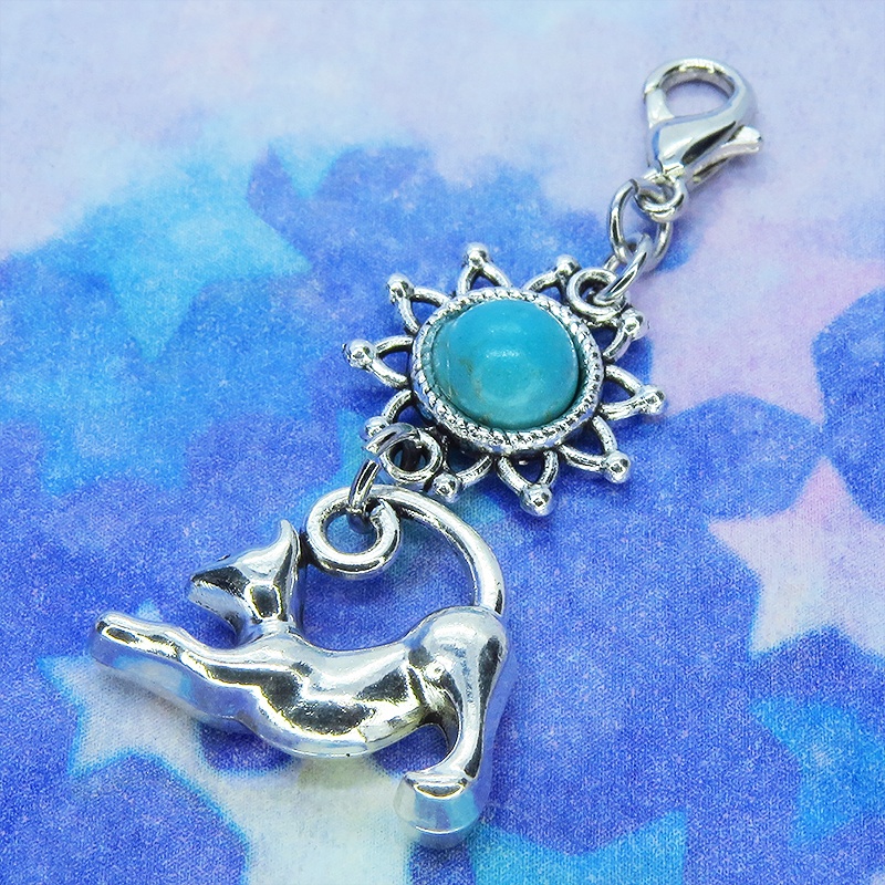 マスクチャーム のび猫とひまわりモチーフをつなげたチャーム 金具変更可 キーホルダー