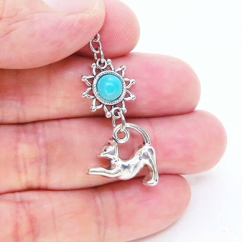 マスクチャーム のび猫とひまわりモチーフをつなげたチャーム 金具変更可 キーホルダー