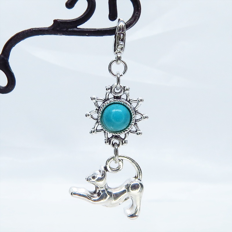 マスクチャーム のび猫とひまわりモチーフをつなげたチャーム 金具変更可 キーホルダー