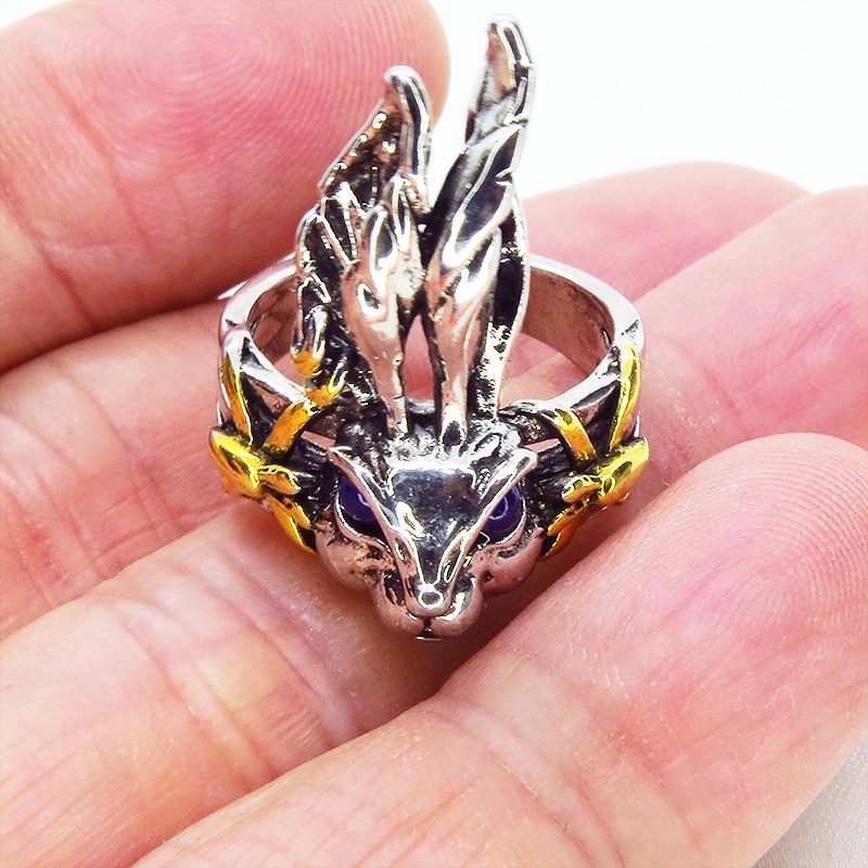 うさぎの顔をかたどったリアルなフェイスリング ラビットリング ブルージルコン 12号 16号