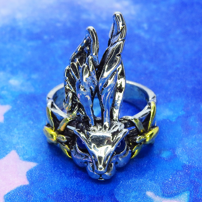 うさぎの顔をかたどったリアルなフェイスリング ラビットリング ブルージルコン 12号 16号