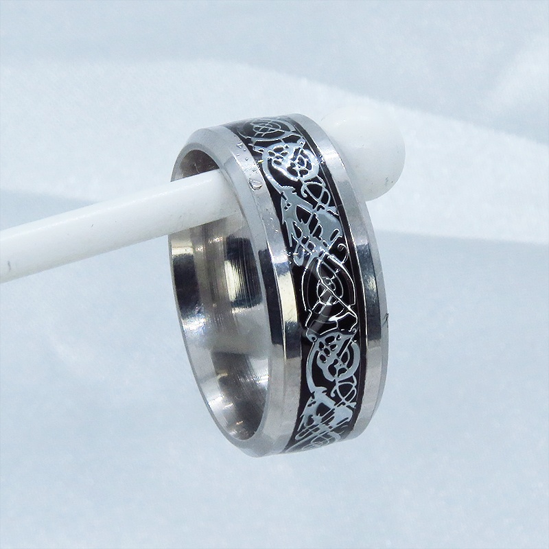 ステンレス製 アラベスク調デザインのモノトーンリング メンズ レディース クラシック 18号