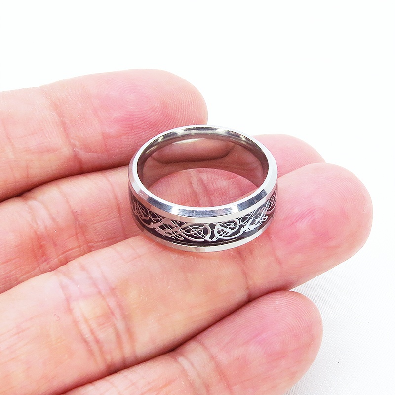 ステンレス製 アラベスク調デザインのモノトーンリング メンズ レディース クラシック 18号