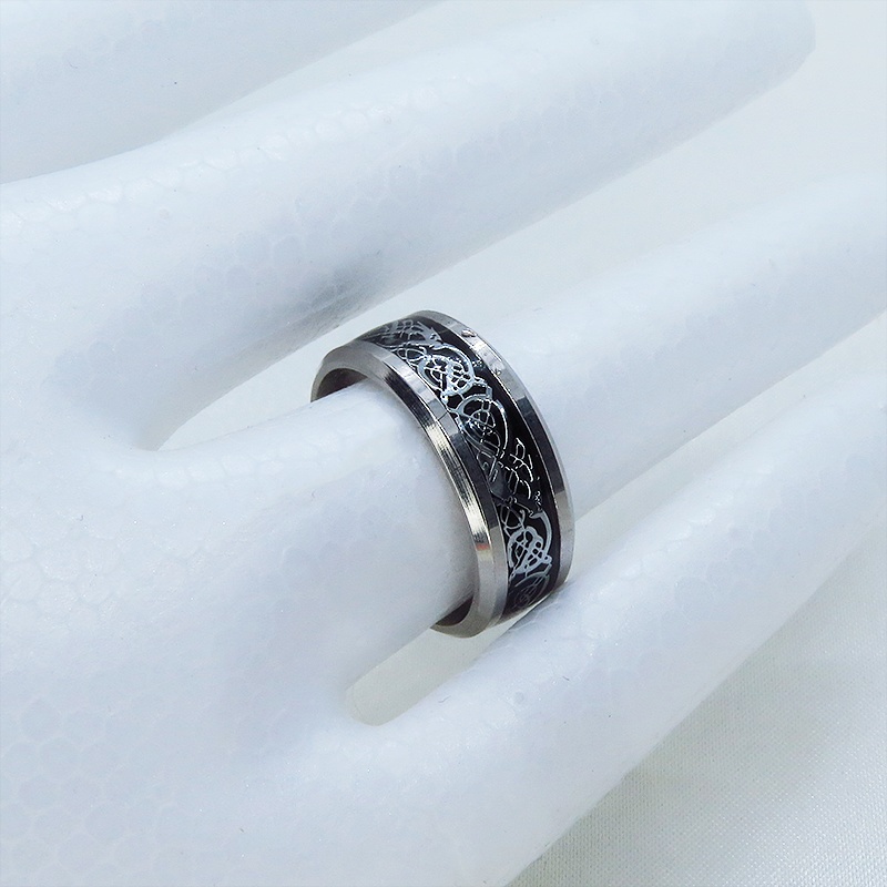 ステンレス製 アラベスク調デザインのモノトーンリング メンズ レディース クラシック 18号