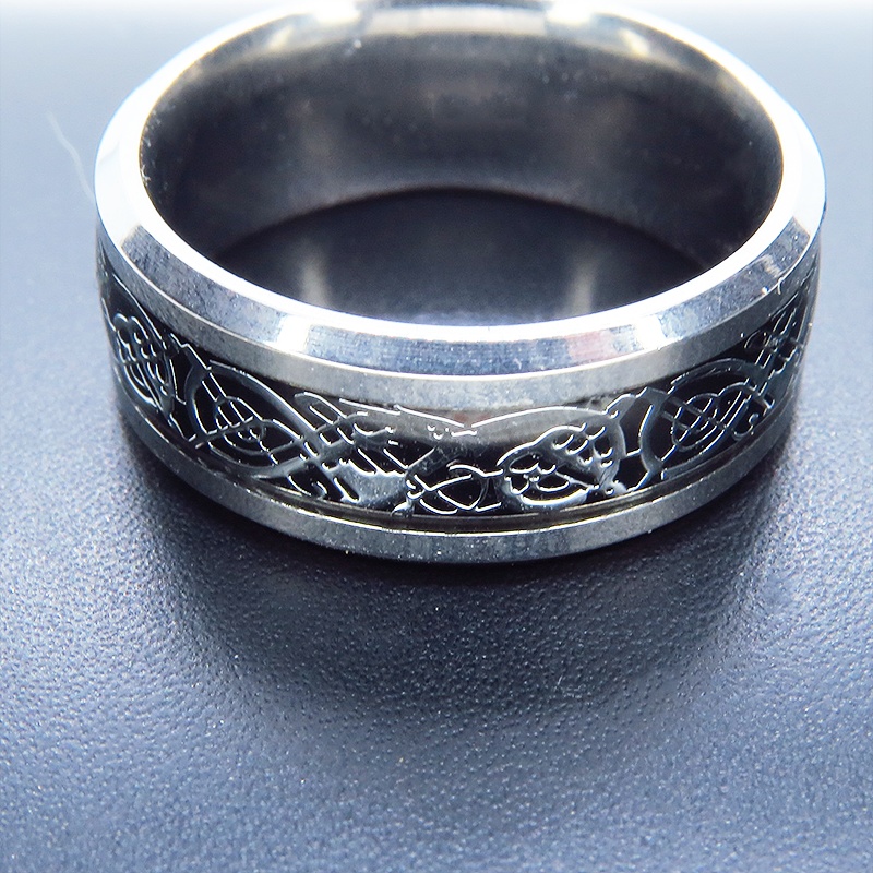 ステンレス製 アラベスク調デザインのモノトーンリング メンズ レディース クラシック 18号