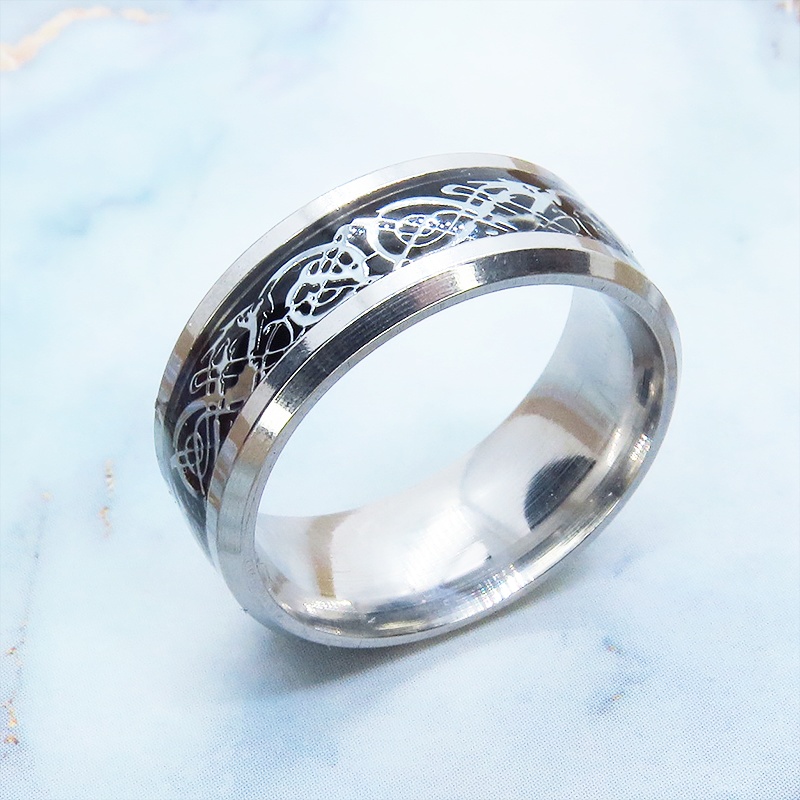 ステンレス製 アラベスク調デザインのモノトーンリング メンズ レディース クラシック 18号