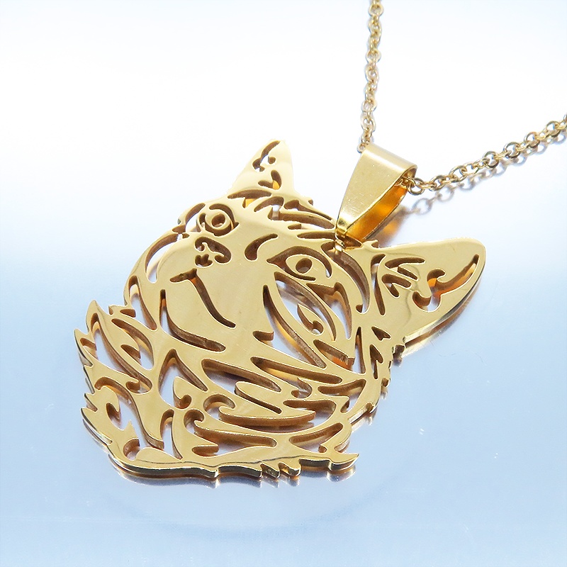 【再販×4】ゴールドカラー リアルな猫フェイスモチーフのペンダント・ネックレス ダイカット スレンレス製 メンズ レディース