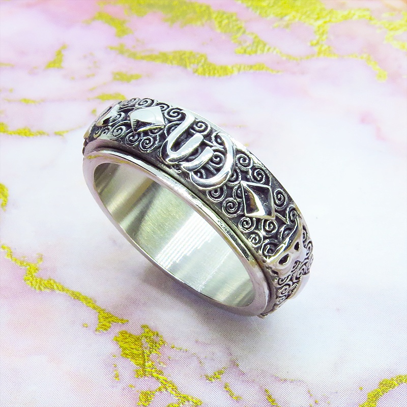 ステンレス チタン鋼 パンク・ロック クルクル回るギミックのあるリング・指輪 メンズ レディース サイズ16号