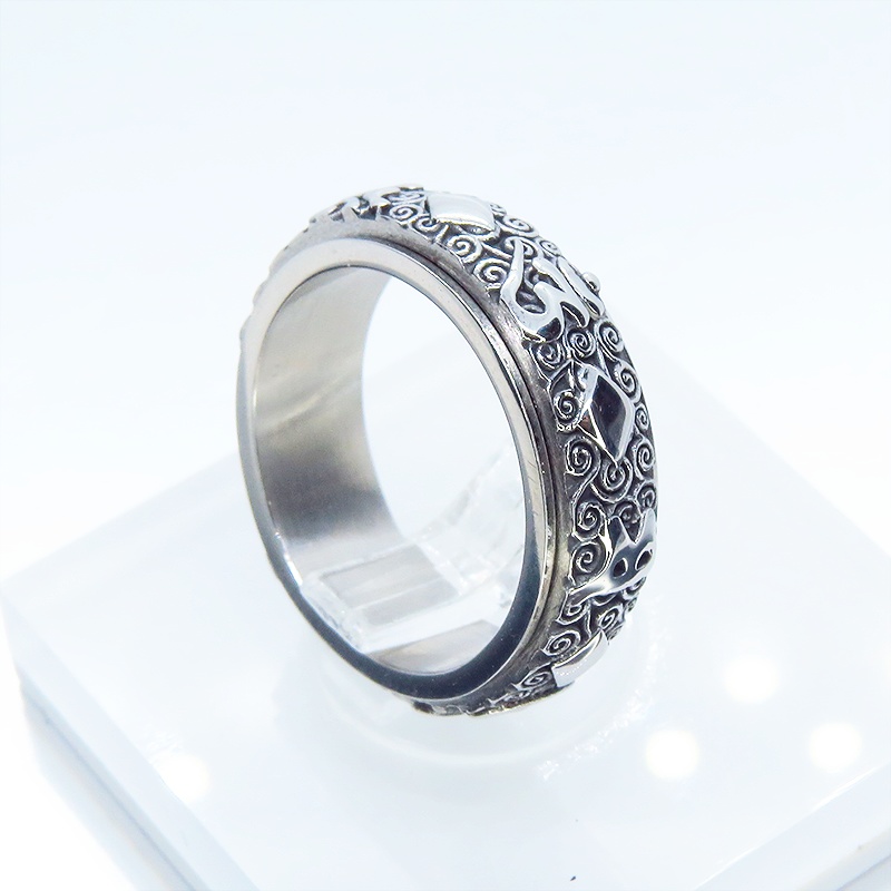 ステンレス チタン鋼 パンク・ロック クルクル回るギミックのあるリング・指輪 メンズ レディース サイズ16号