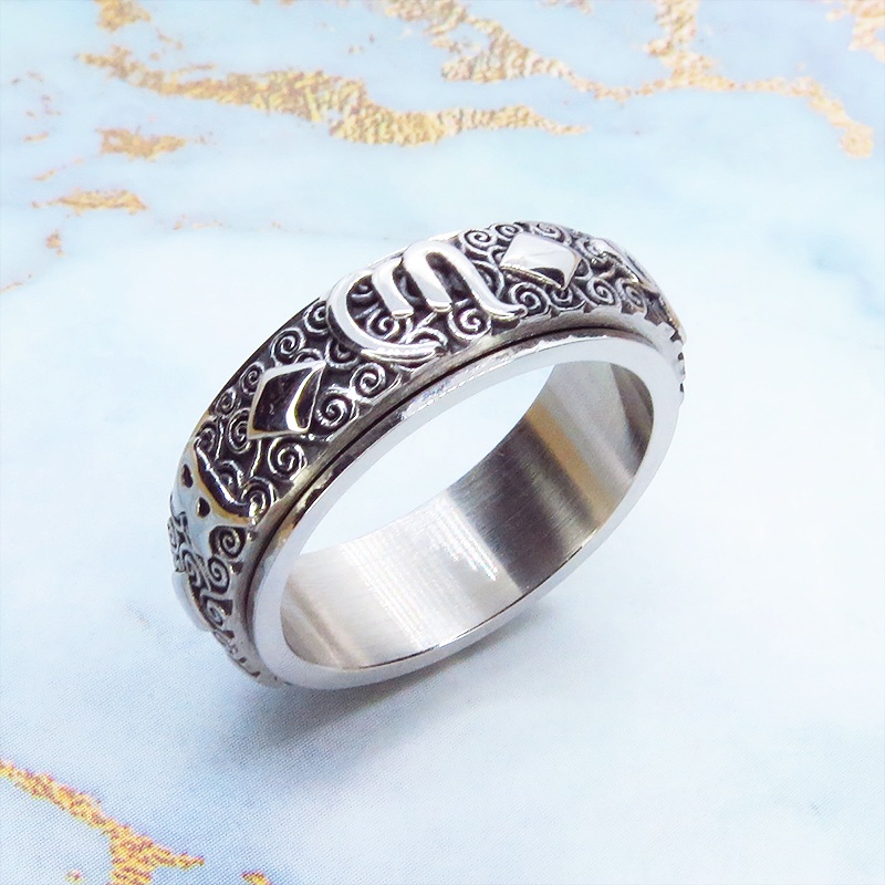 ステンレス チタン鋼 パンク・ロック クルクル回るギミックのあるリング・指輪 メンズ レディース サイズ16号