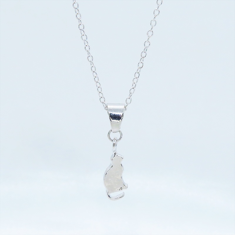 シンプルにさり気なく大人可愛い猫モチーフネックレス シルバー925ネックレス 長さ変更可 アジャスター追加可