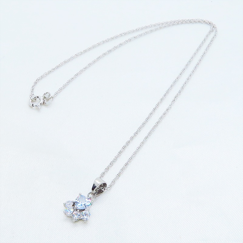 【再販】シルバー925 肉球モチーフの大人可愛いワンポイントネックレス ジルコニア スクリュー 猫 犬 アジャスター追加可