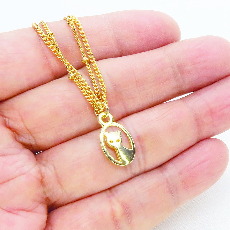 ゴールドカラー 猫モチーフの繊細なダブルチェーンブレスレット アジャスター 長さ調整可
