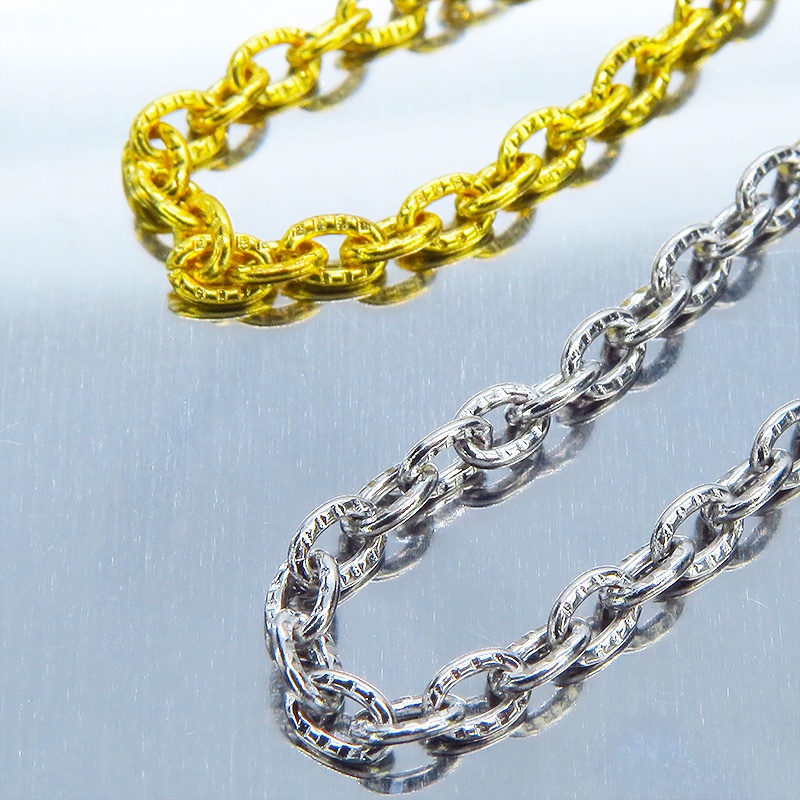 模様入り 小判・小豆チェーン ネックレス 色選択(4色) 長さ調整可 アジャスター可