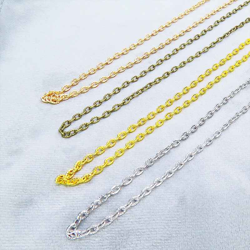 模様入り 小判・小豆チェーン ネックレス 色選択(4色) 長さ調整可 アジャスター可