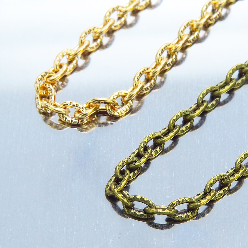 模様入り 小判・小豆チェーン ネックレス 色選択(4色) 長さ調整可 アジャスター可