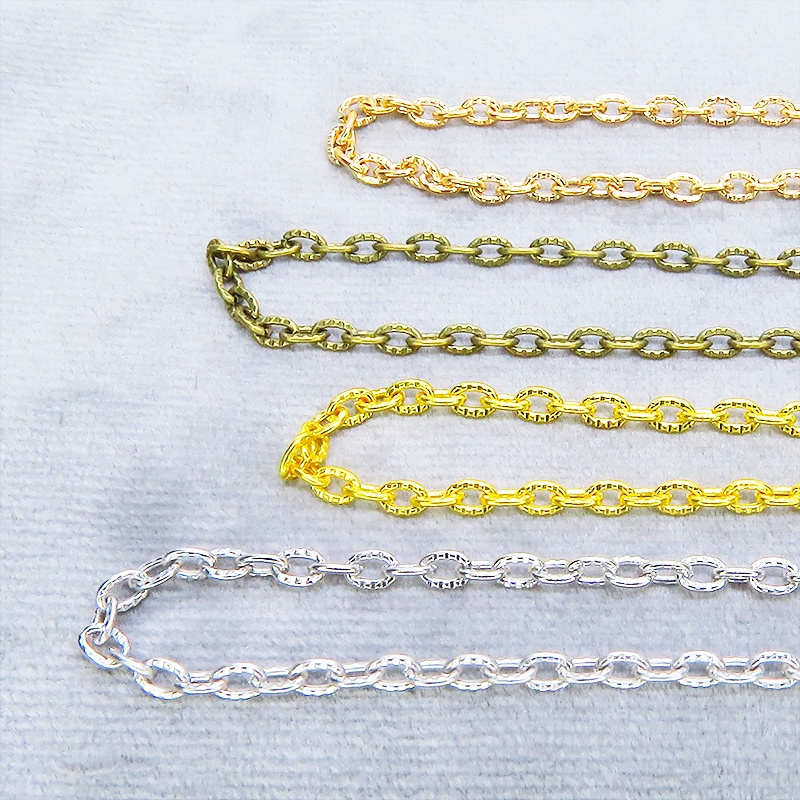 模様入り 小判・小豆チェーン ネックレス 色選択(4色) 長さ調整可 アジャスター可