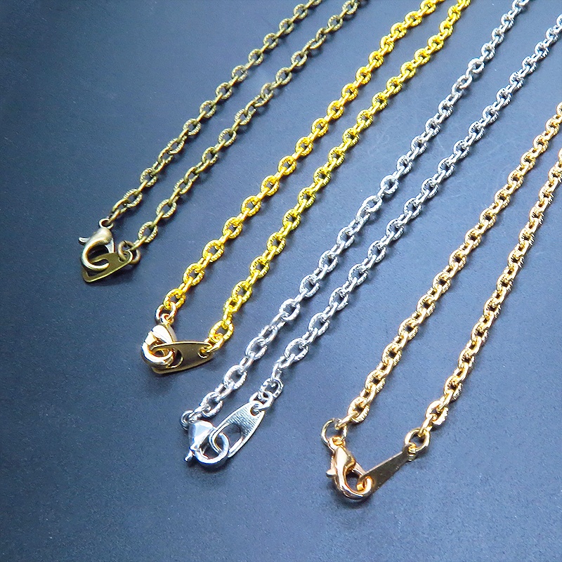 模様入り 小判・小豆チェーン ネックレス 色選択(4色) 長さ調整可 アジャスター可