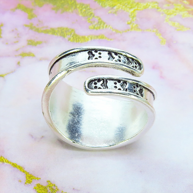 ゴールドの猫シルエットが描かれたシルバーカラーリング シルバー925PL ステンレス フリーサイズ