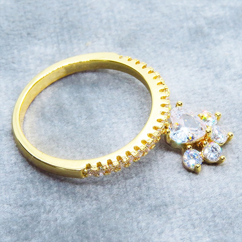 【再販】18KGP 肉球モチーフのシンプルで可愛いエタニティリング キュービックジルコニア サイズ13号 猫 犬