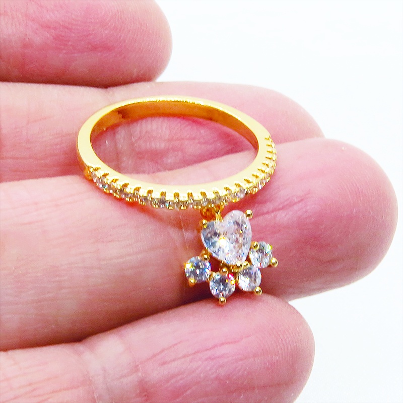 【再販】18KGP 肉球モチーフのシンプルで可愛いエタニティリング キュービックジルコニア サイズ13号 猫 犬