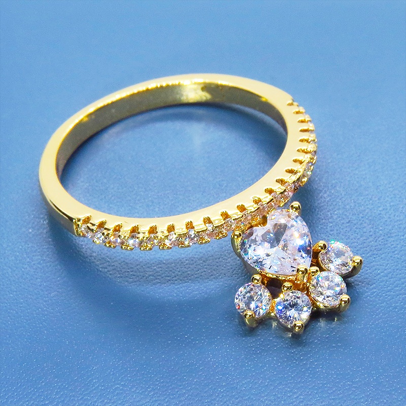 【再販】18KGP 肉球モチーフのシンプルで可愛いエタニティリング キュービックジルコニア サイズ13号 猫 犬