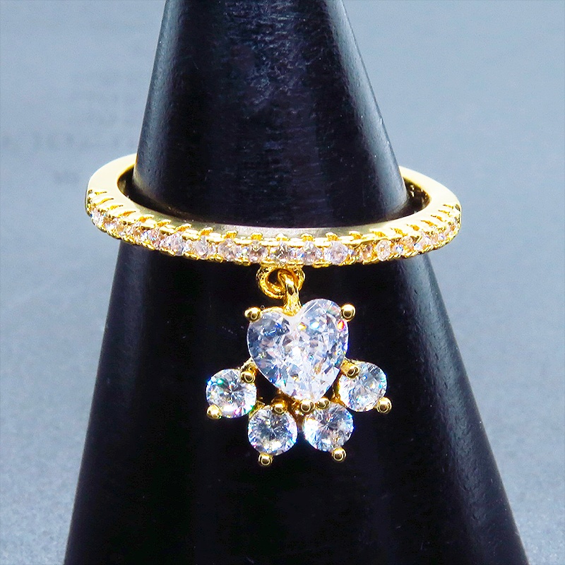 【再販】18KGP 肉球モチーフのシンプルで可愛いエタニティリング キュービックジルコニア サイズ13号 猫 犬