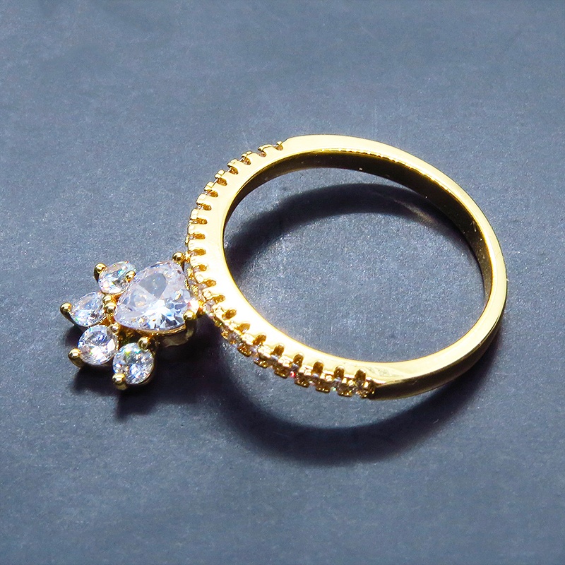 【再販】18KGP 肉球モチーフのシンプルで可愛いエタニティリング キュービックジルコニア サイズ13号 猫 犬