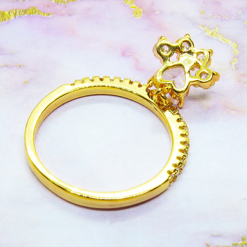【再販】18KGP 肉球モチーフのシンプルで可愛いエタニティリング キュービックジルコニア サイズ13号 猫 犬
