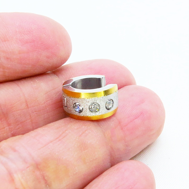 シルバーカラー サージカルステンレス フープピアス リングピアス クリスタルガラス ゴールドメッキ メンズ レディース