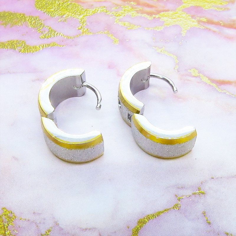 シルバーカラー サージカルステンレス フープピアス リングピアス クリスタルガラス ゴールドメッキ メンズ レディース