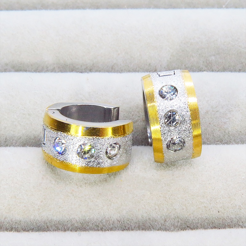 シルバーカラー サージカルステンレス フープピアス リングピアス クリスタルガラス ゴールドメッキ メンズ レディース