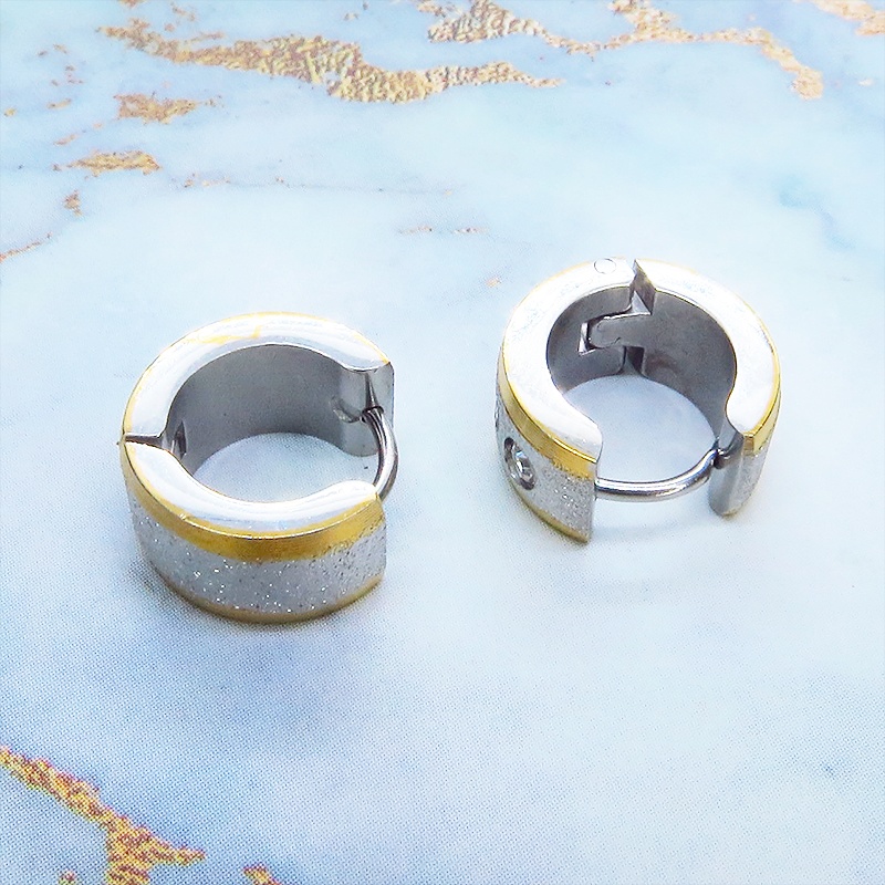 シルバーカラー サージカルステンレス フープピアス リングピアス クリスタルガラス ゴールドメッキ メンズ レディース