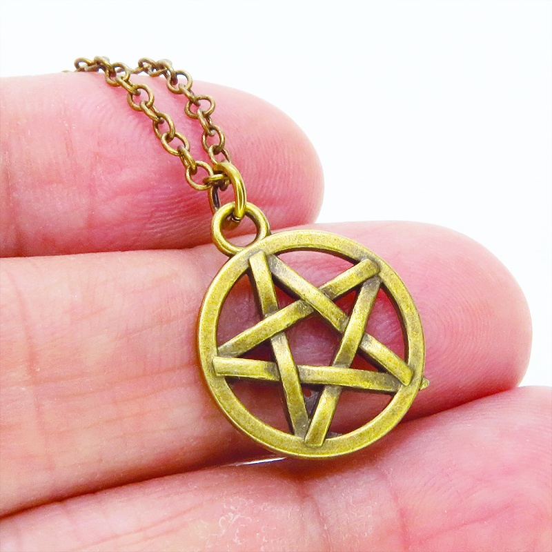 アンティークゴールド ペンタグラム(五芒星)のチャームを使ったネックレス 長さ調整可 アジャスター可