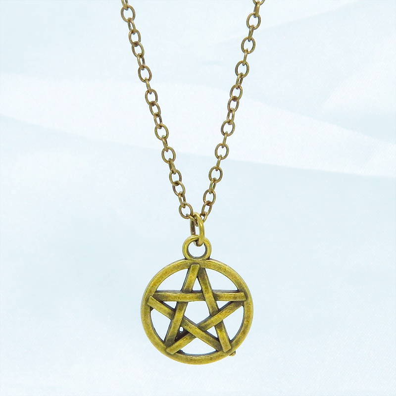 アンティークゴールド ペンタグラム(五芒星)のチャームを使ったネックレス 長さ調整可 アジャスター可