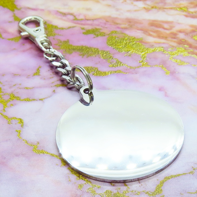 ステンレス製 シルバーカラー 黒猫と三日月のラウンドチャーム バッグチャーム ファスナーチャーム エナメル 金具変更可