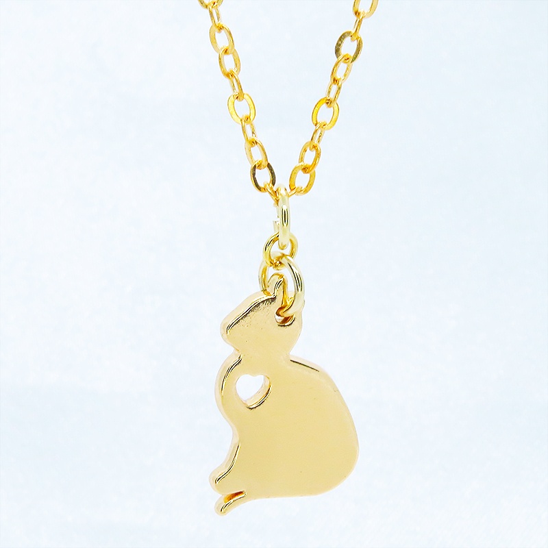 ゴールドカラー 猫シルエットモチーフを使ったシンプルでコンパクトなネックレス 長さ調整可 ステンレス可